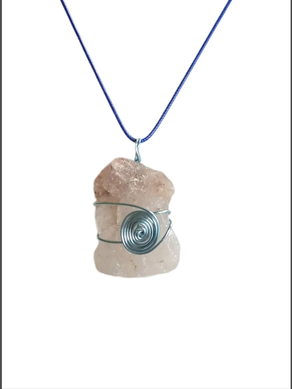 Minimalist Raw Pink Quartz Pendant with Cord Necklace | NWOT